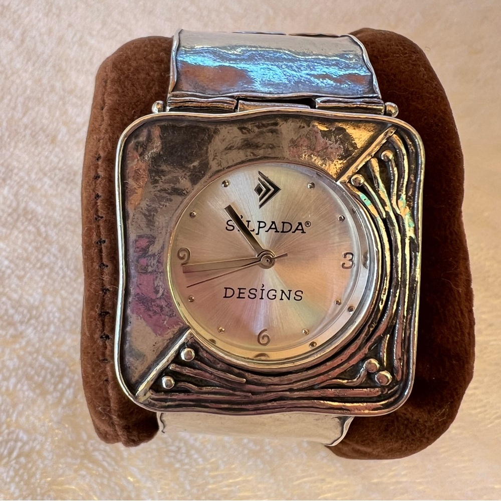 Vintage Silpada Sterling Silver Chunky Wide Link Bracelet Watch 7" - Picture 2 of 11